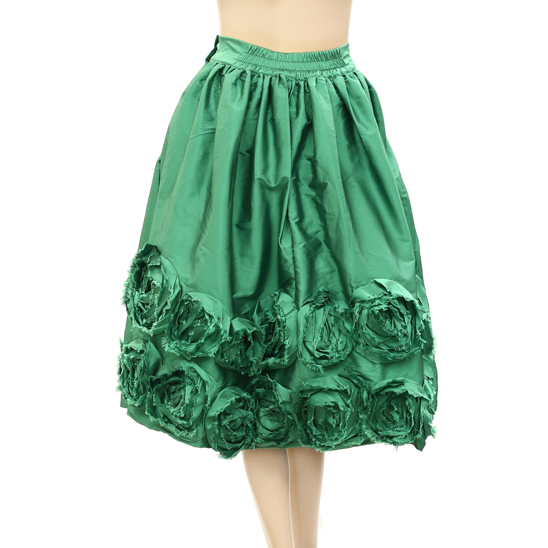 Frances Valentine Barbara Flowers Shantung Skirt