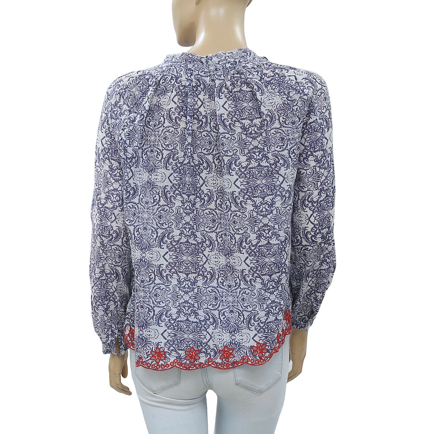 Berenice Eyelet Embroidered Floral Printed Blouse Top
