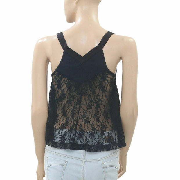 Billabong Mesh Lace Tank Crop Blouse Top