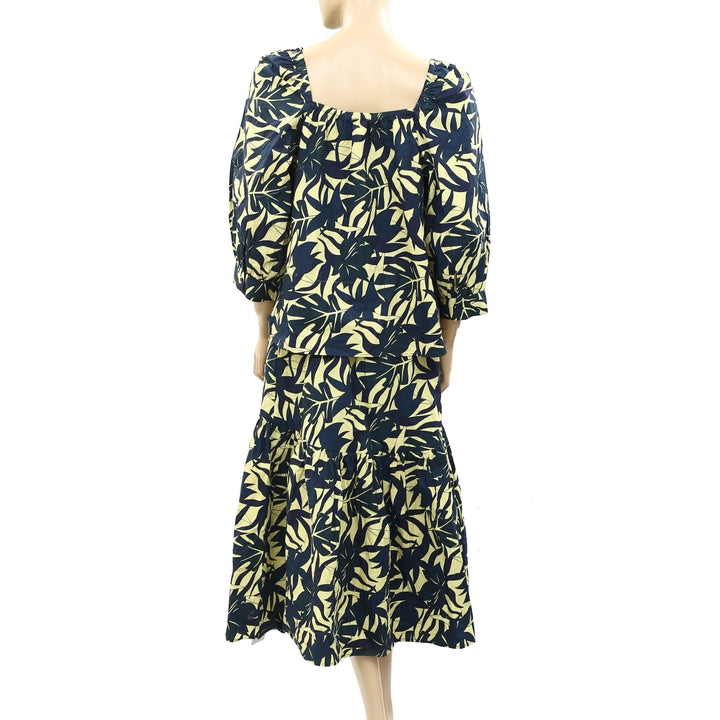 Ba&Sh Wendy Leaf-Print Midi Skirt & Top Set