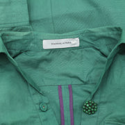 Madame Marie 领口长袖口袋绿色束腰连衣裙 ST 1
