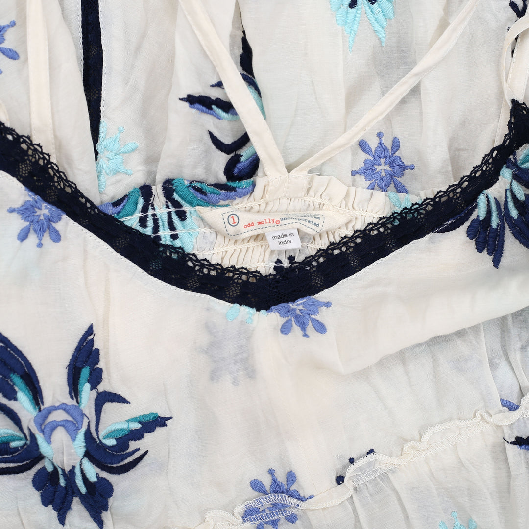 anthropologie white dress with blue flowers Aqua Blu Claudette Sleeveless Square-Neck Floral Maxi Dress