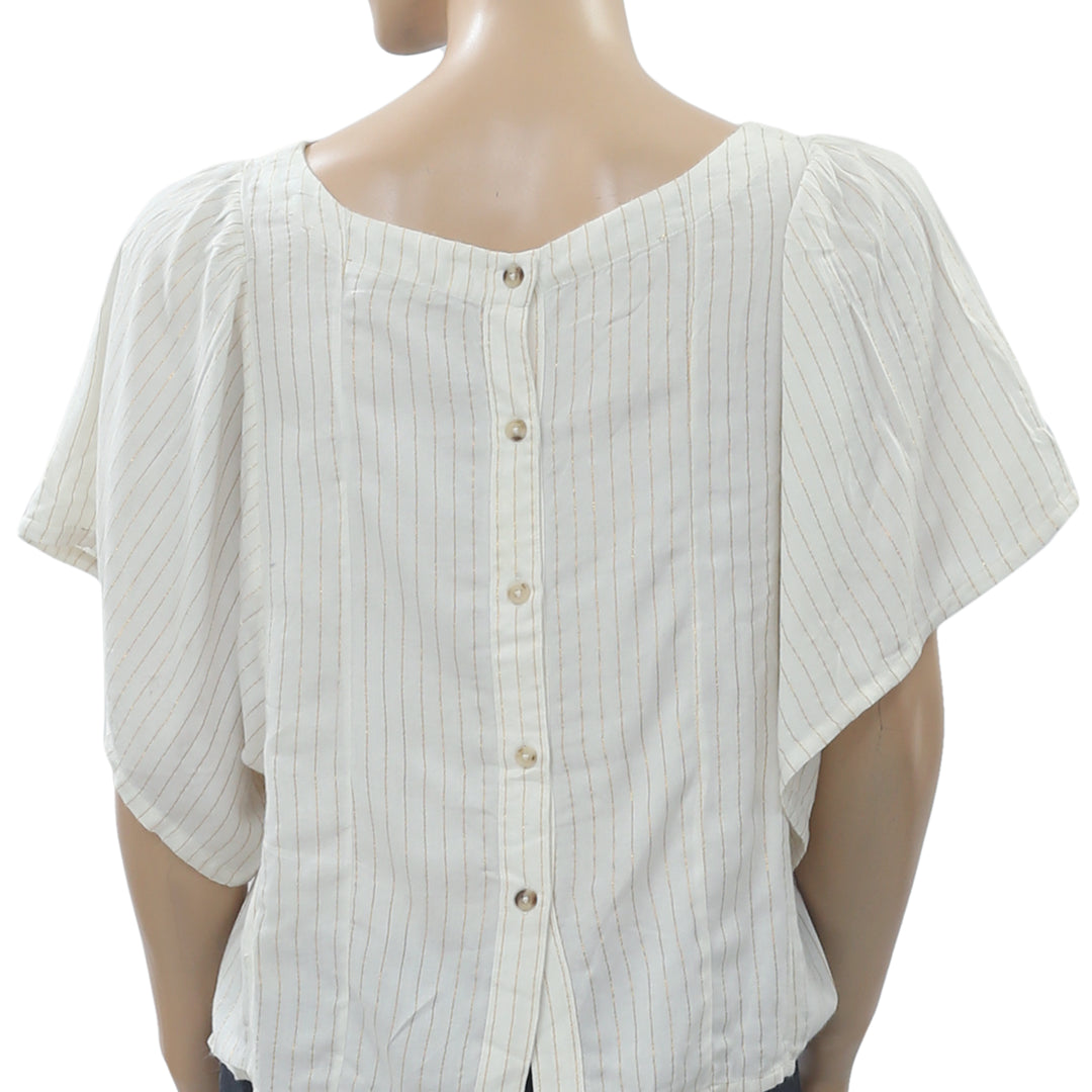 Floreat Anthropologie Shimmer Striped Blouse Top