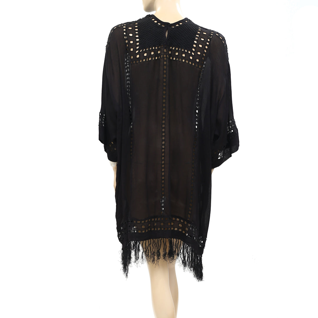 Etoile Isabel Marant Eyelet Enery Fringes Tunic Mini Dress