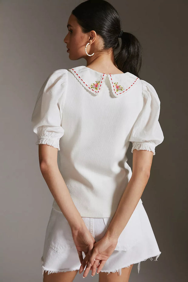 By Anthropologie Short-Sleeve Collared Top