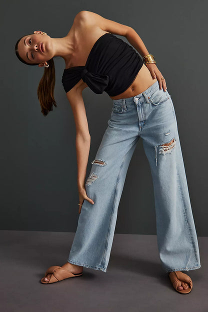 Maeve Anthropologie Tulle Bow Cropped Top