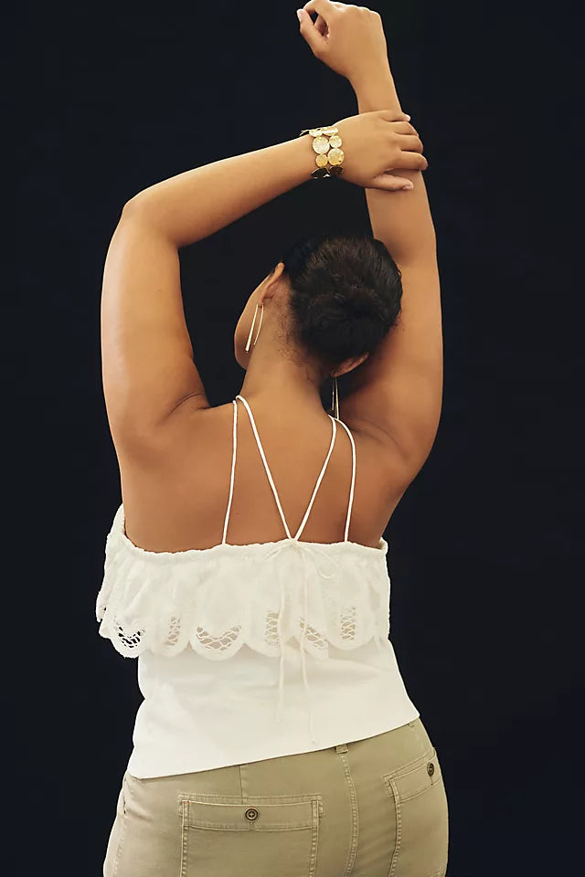Anthropologie Ruffled Halter Tank Blouse Top