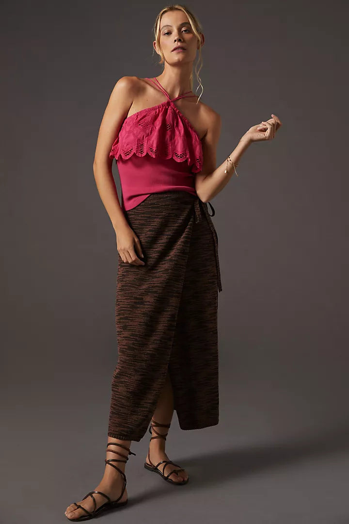 Anthropologie Ruffled Halter Tank Blouse Top