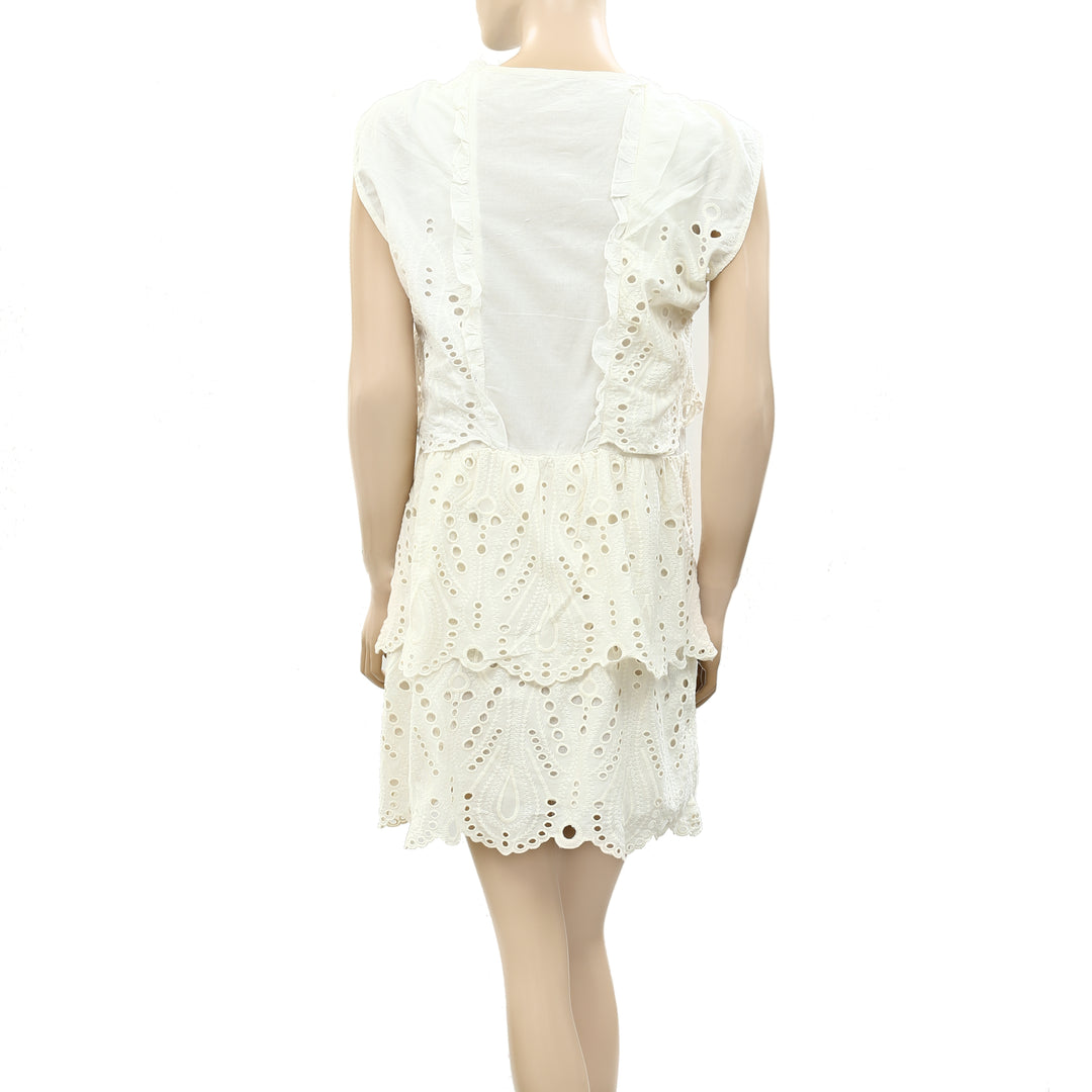 IRO Woman Evene Lace-Up Broderie Anglaise Cotton Mini Dress