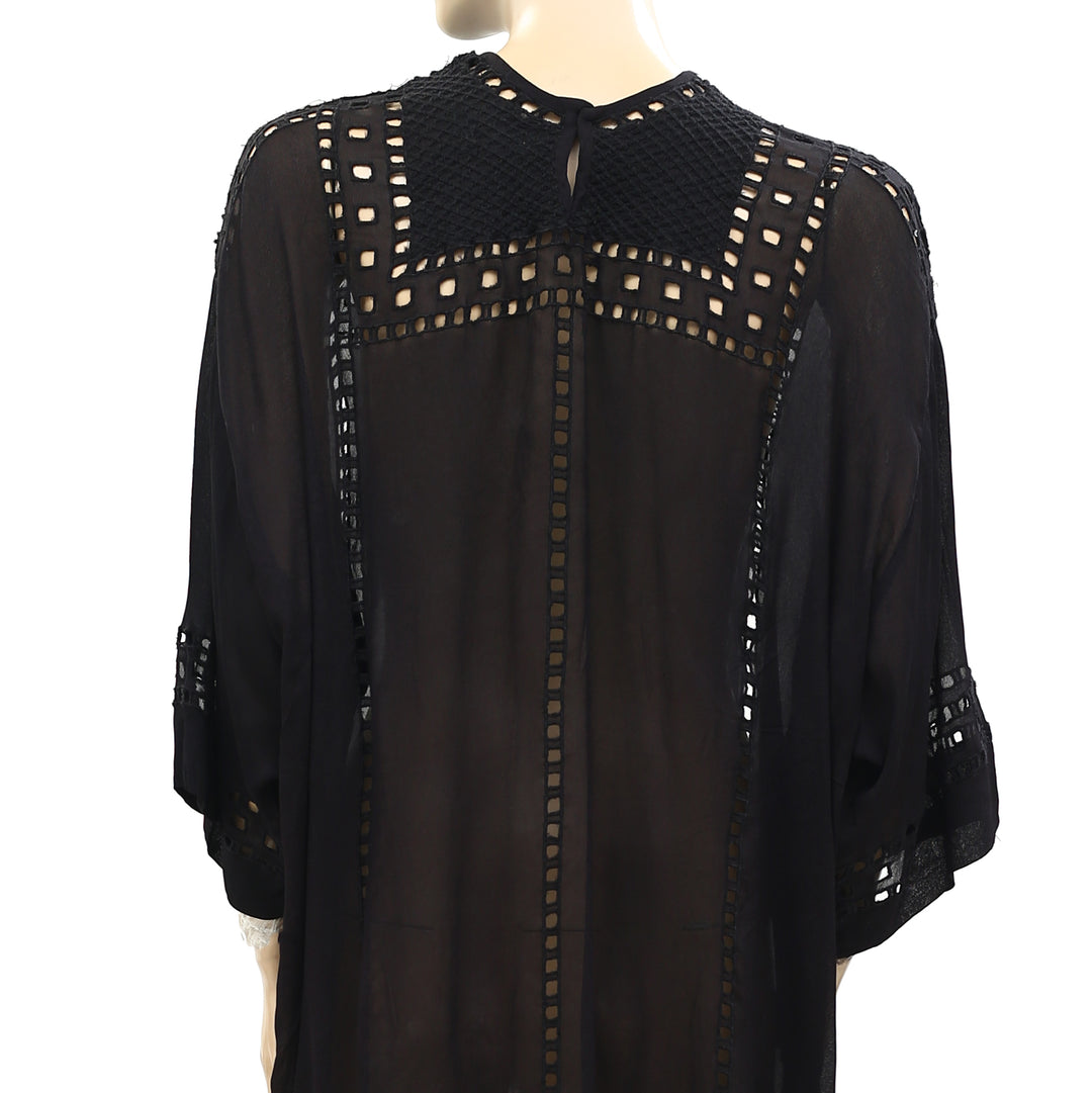 Etoile Isabel Marant Eyelet Enery Fringes Tunic Mini Dress