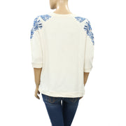 Free People Floral Embroidered Pullover Top