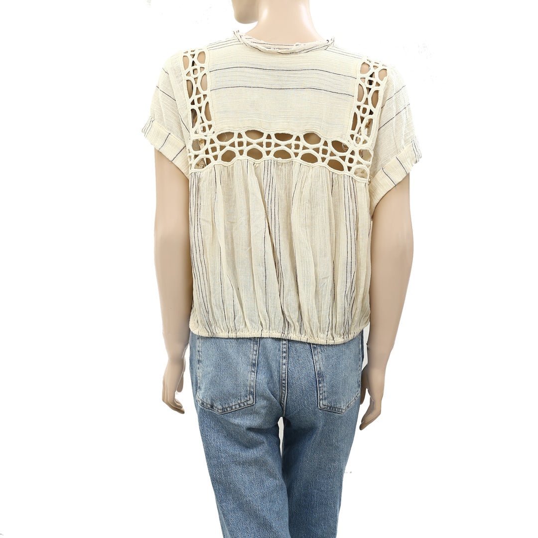 Free People Cedar Lace Pullover Blouse Top M