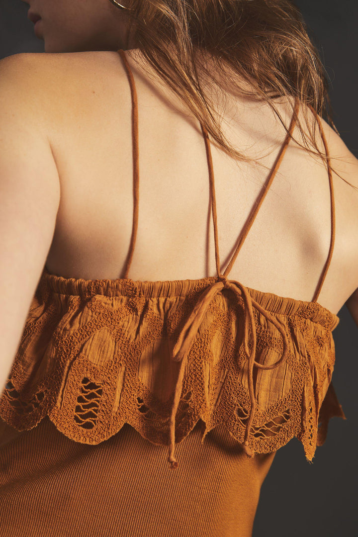 Anthropologie Ruffled Halter Tank Blouse Top