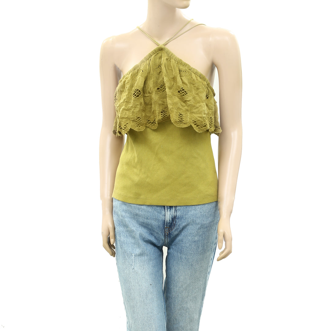 Anthropologie Ruffled Halter Tank Blouse Top