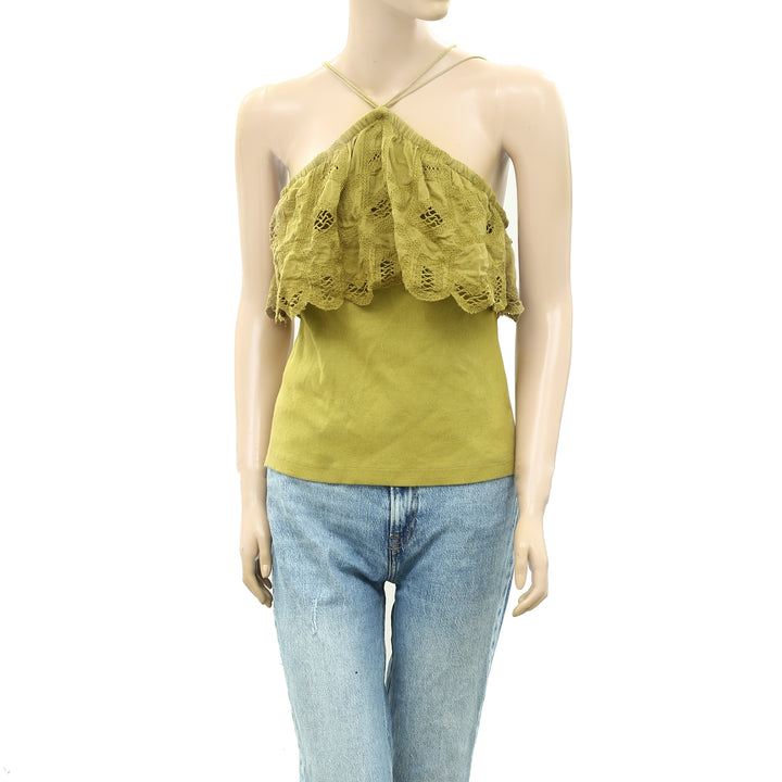 Anthropologie Ruffled Halter Tank Blouse Top