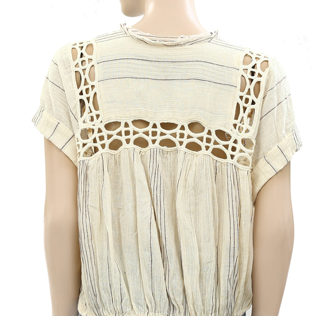 Free People Cedar Lace Pullover Blouse Top M