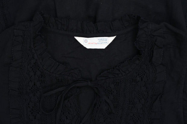 Odd Molly Anthropologie Crochet Lace Black Shift Mini Dress