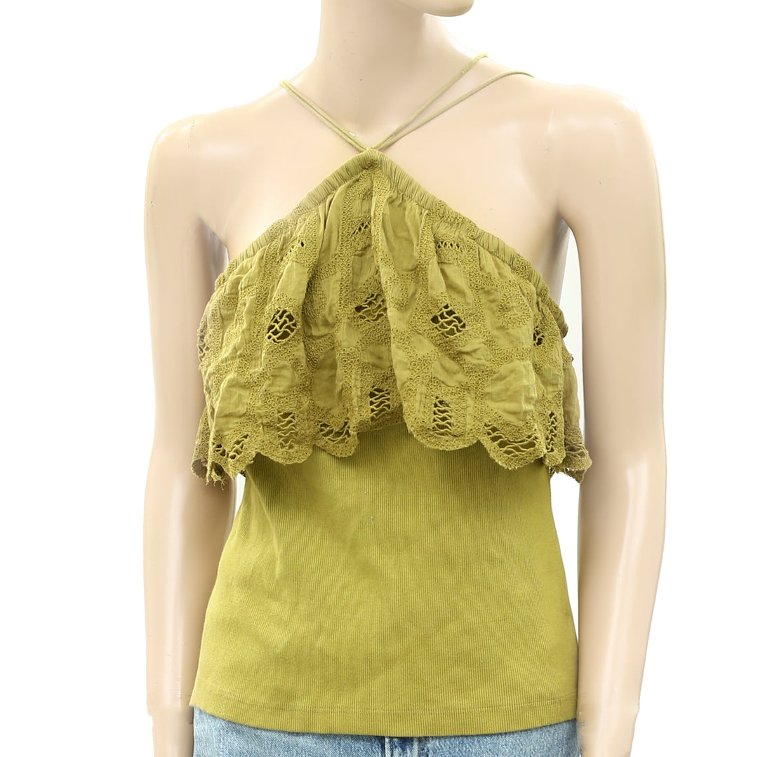 Anthropologie Ruffled Halter Tank Blouse Top
