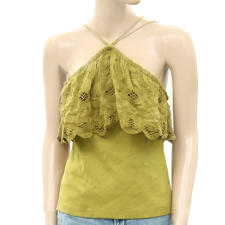Anthropologie Ruffled Halter Tank Blouse Top