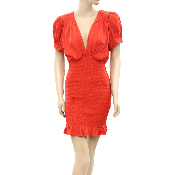 Free People Orange Smocked Mini Dress