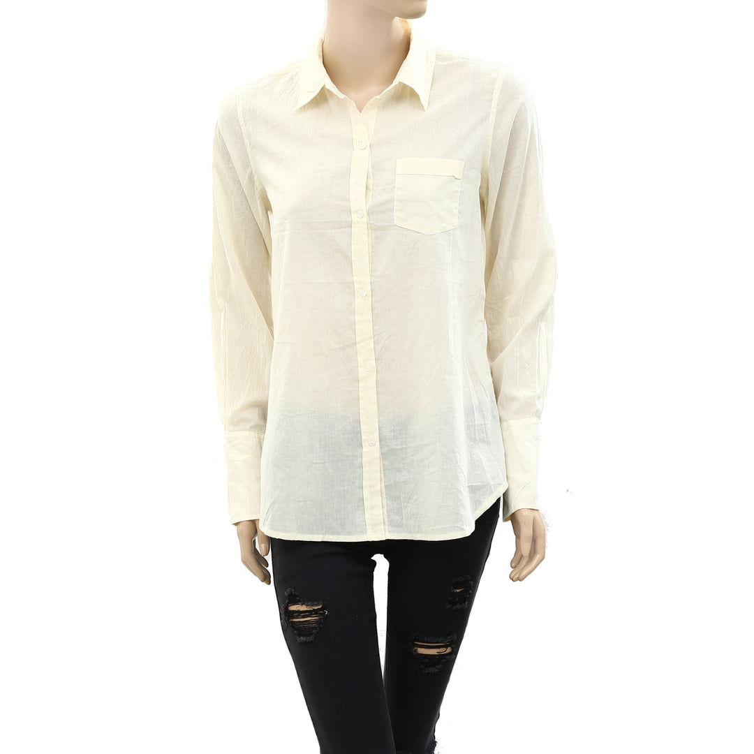 Nili Lotan Cotton Voile NL Buttondown Shirt Blouse Top S