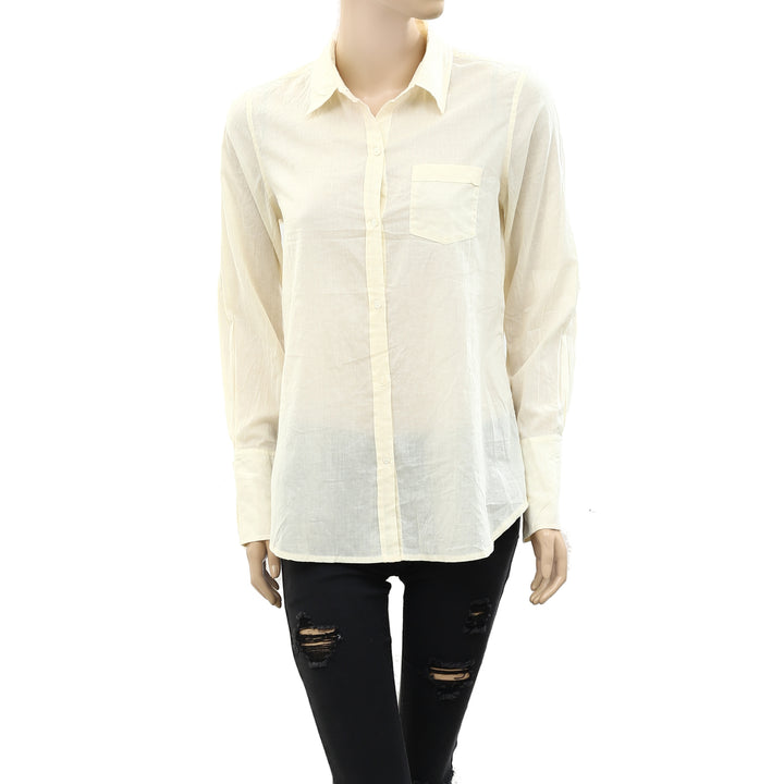 Nili Lotan Cotton Voile NL Buttondown Shirt Blouse Top S