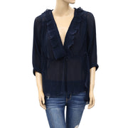 IRO Pleated Lace Blouse Top