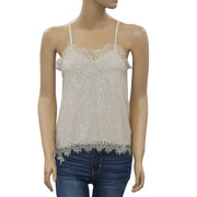 Semicouture Beige Sequin Blouse Cami Top