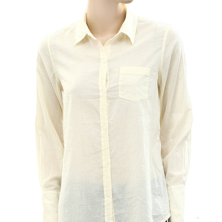Nili Lotan Cotton Voile NL Buttondown Shirt Blouse Top S