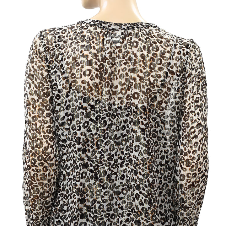 Velvet by Graham & Spencer Anthropologie Peyton Leopard Blouse Top S