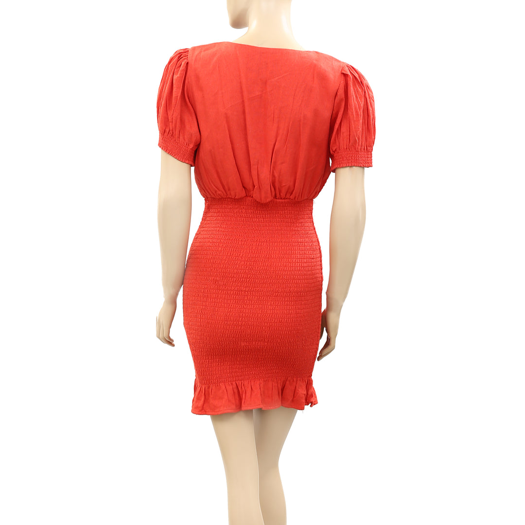 Free People Orange Smocked Mini Dress