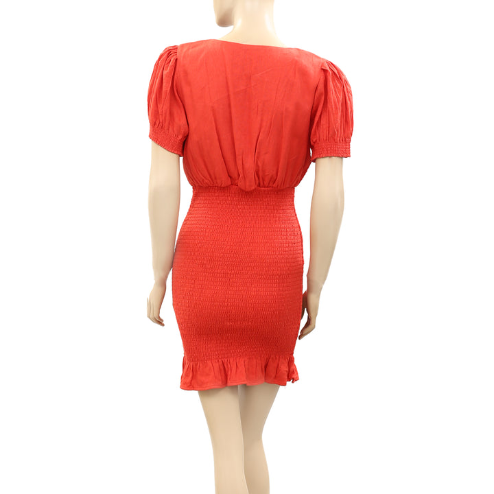 Free People Orange Smocked Mini Dress