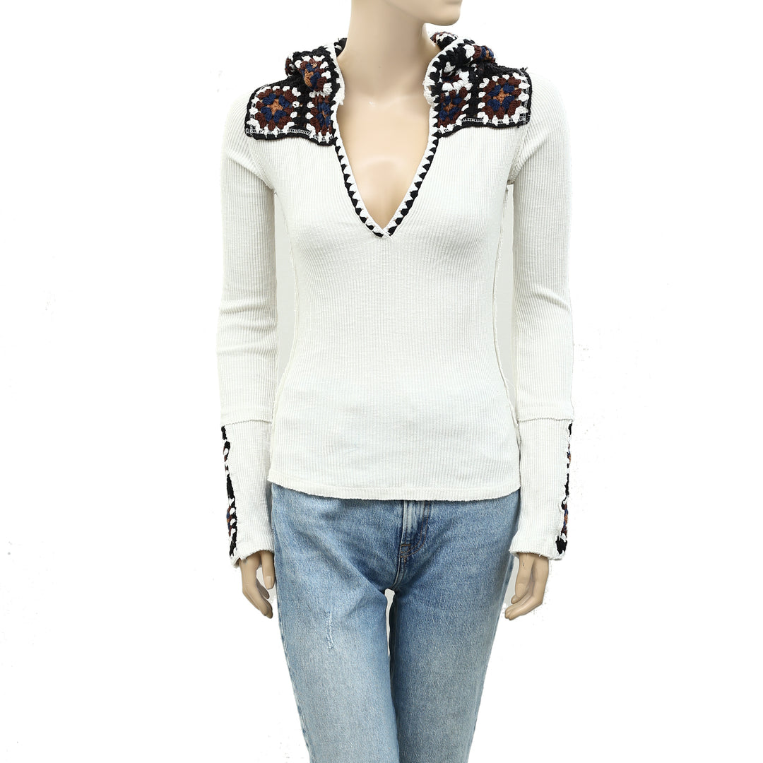 Free People Roswell Cuff Blouse Top