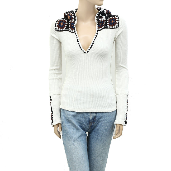 Free People Roswell Cuff Blouse Top