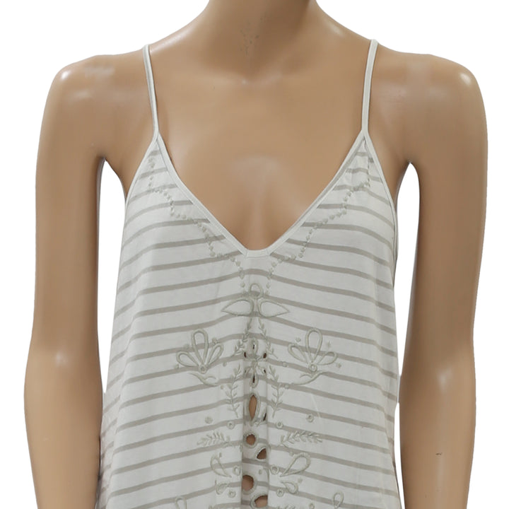 Free People Sefaring Striped Embroidered Tunic Top