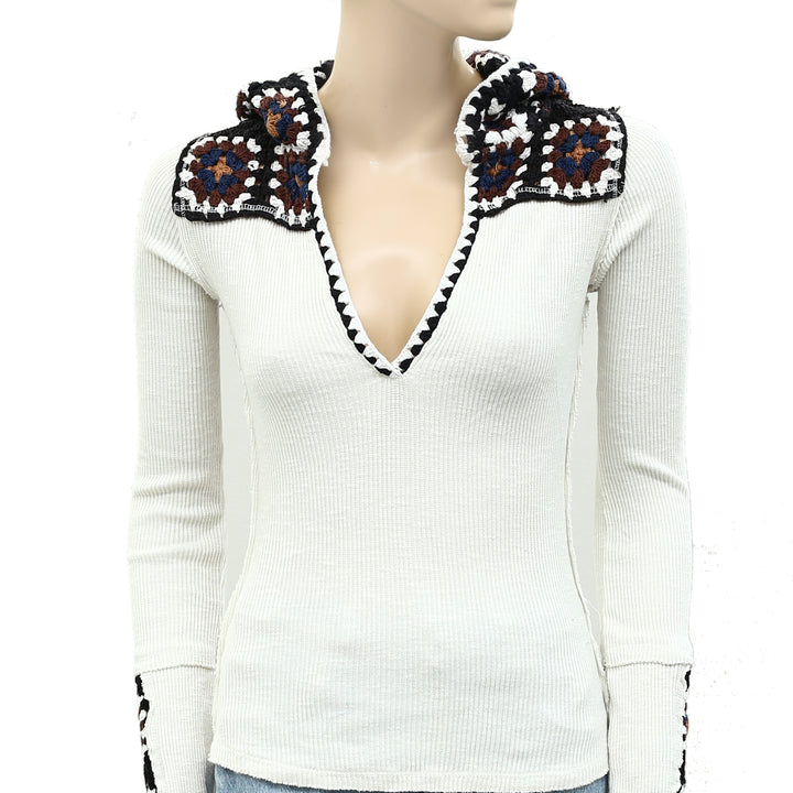 Free People Roswell Cuff Blouse Top