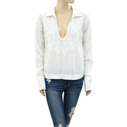 Free People Silver Springs Embroidered Blouse Top  XS