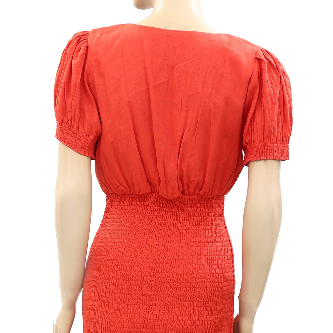 Free People Orange Smocked Mini Dress