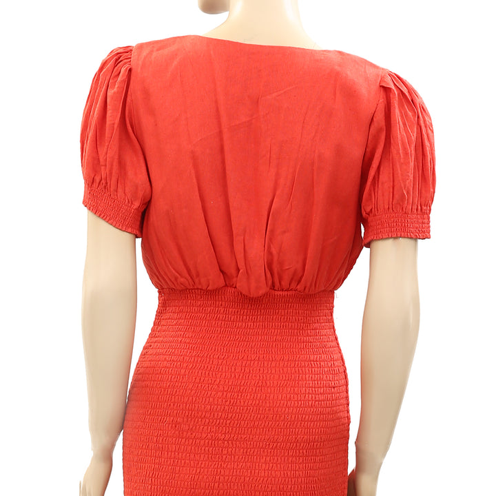 Free People Orange Smocked Mini Dress