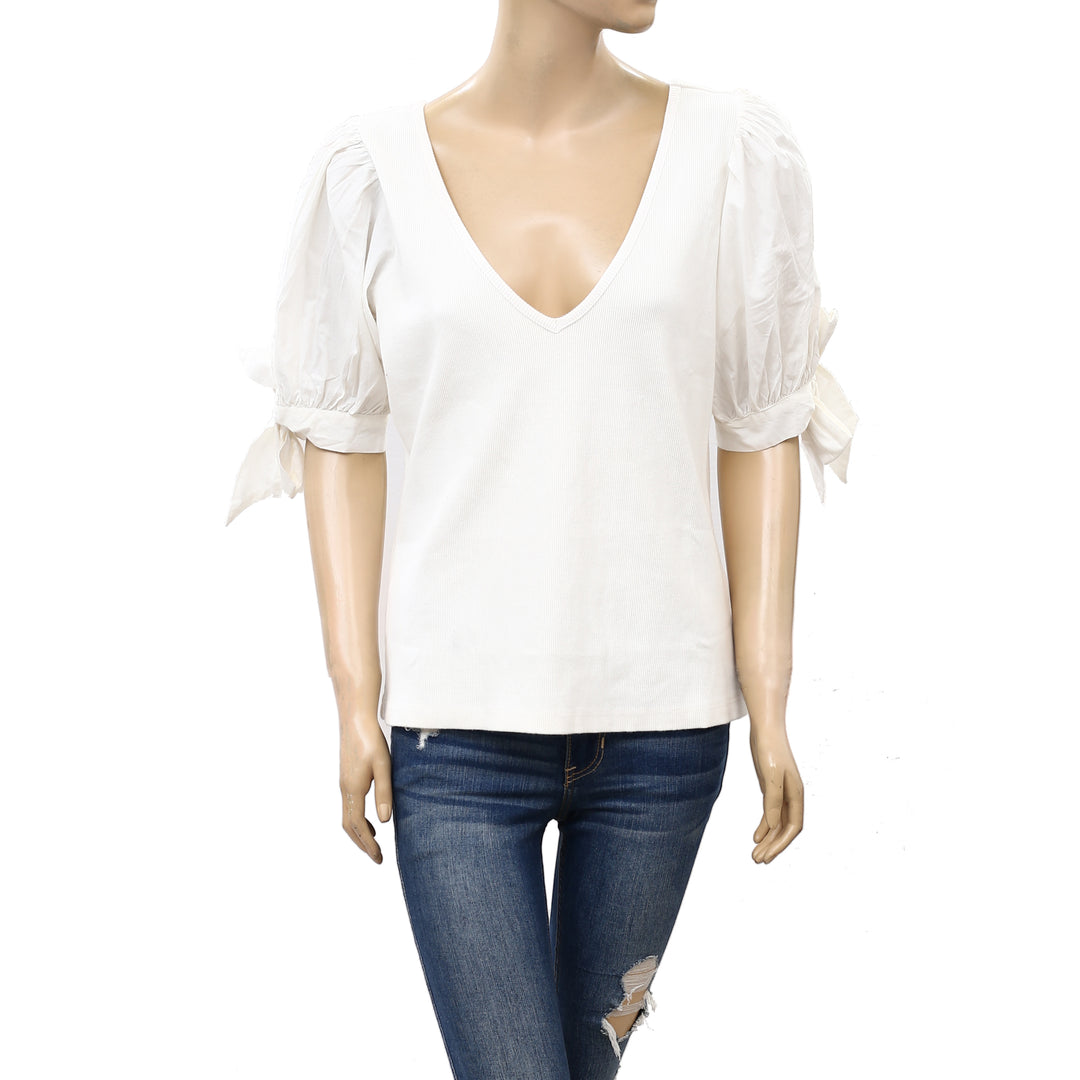 Maeve Anthropologie Puff-Sleeved Blouse Top