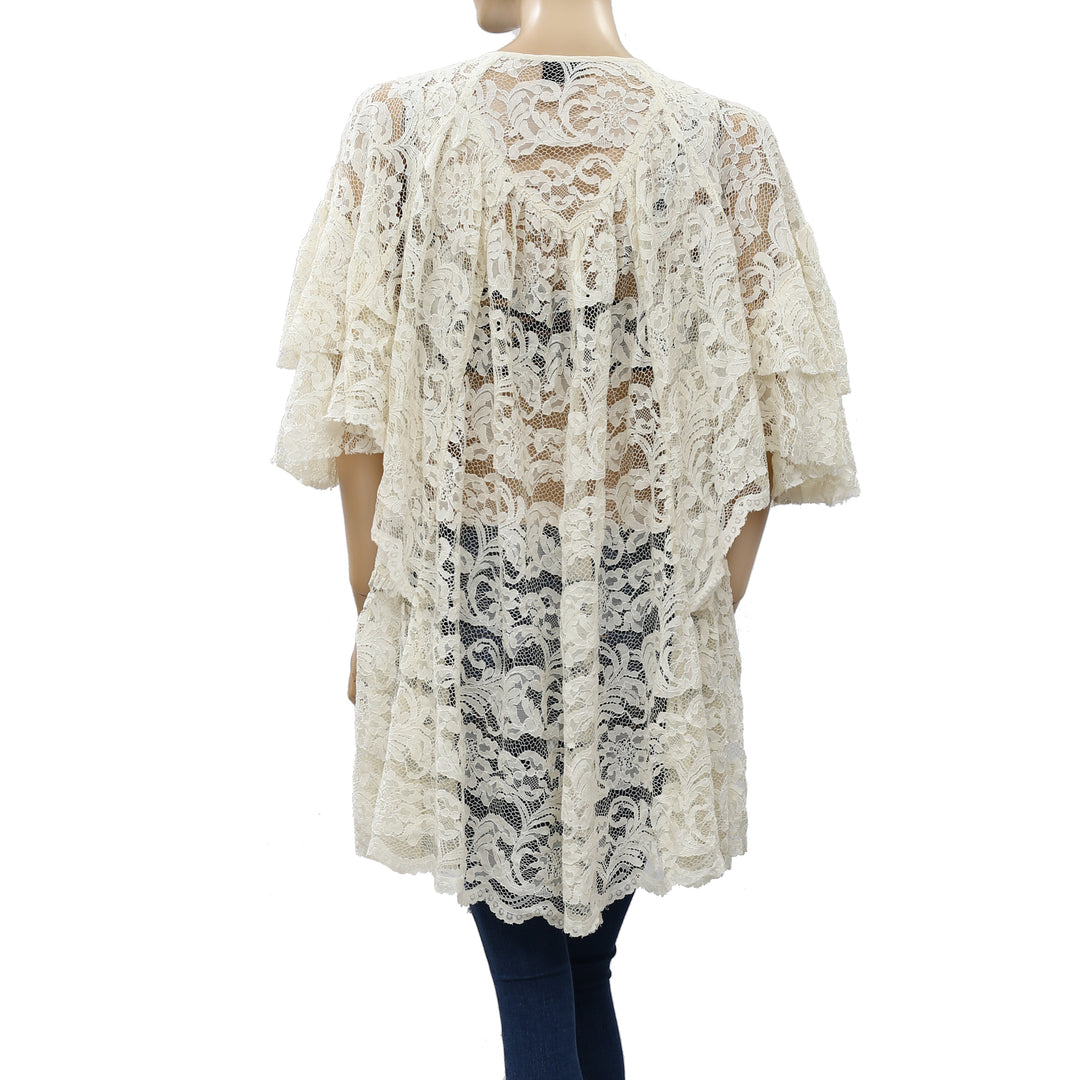 Free people Floral Lace Tunic Coverup Top S/M