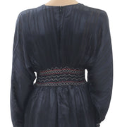 Ulla Johnson Odette Smocked Silk Midnight Mini Dress XS
