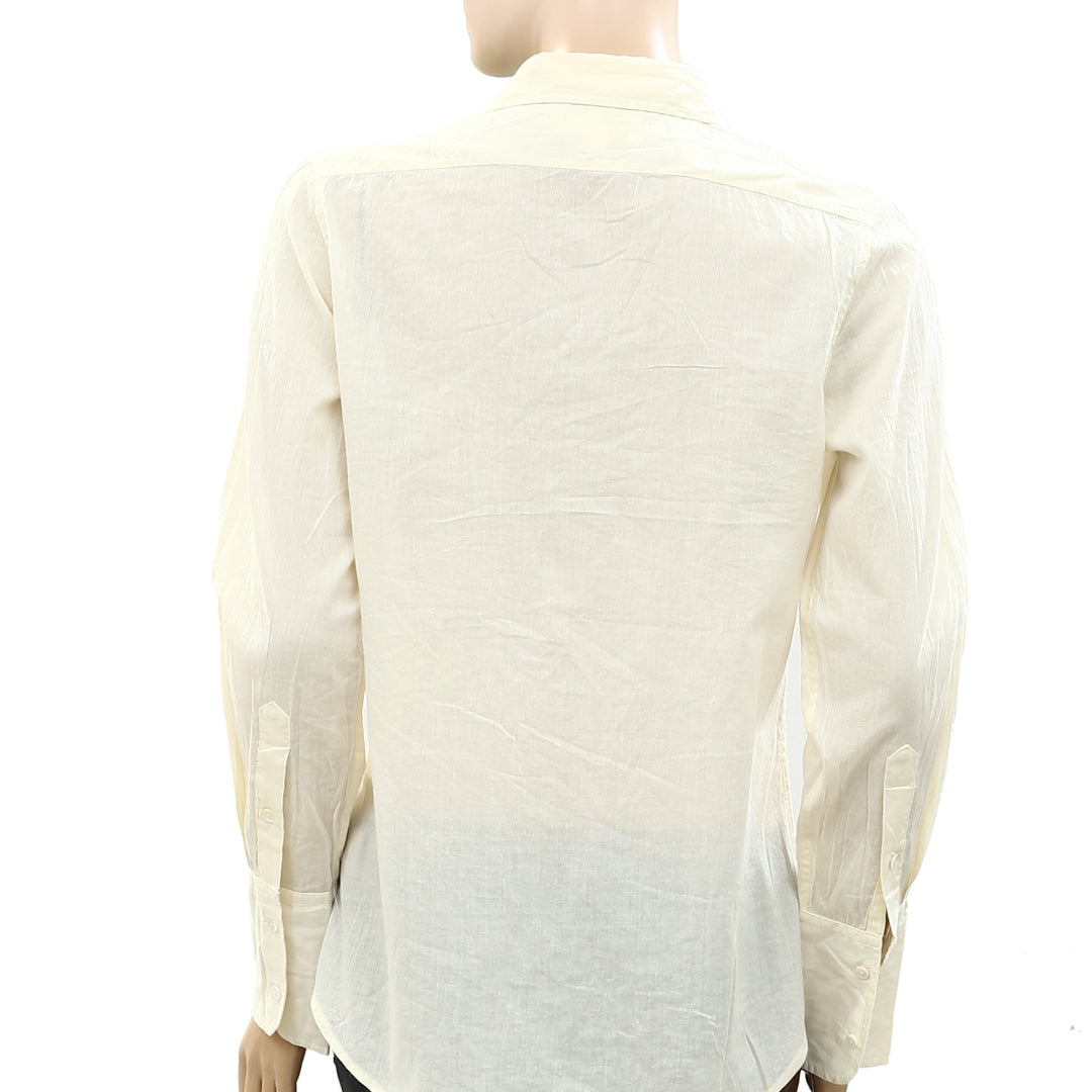Nili Lotan Cotton Voile NL Buttondown Shirt Blouse Top S