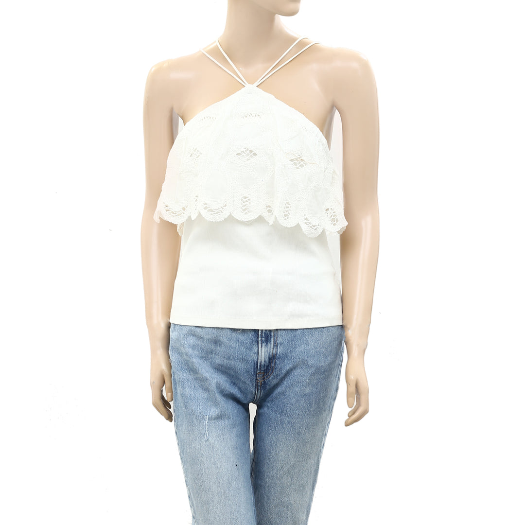 Anthropologie Ruffled Halter Tank Blouse Top