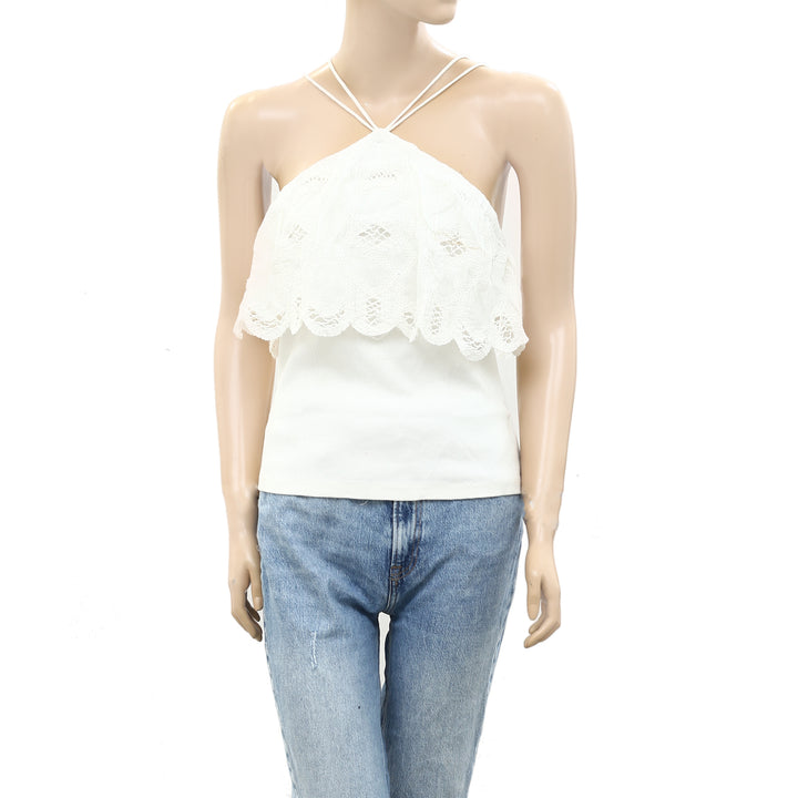 Anthropologie Ruffled Halter Tank Blouse Top