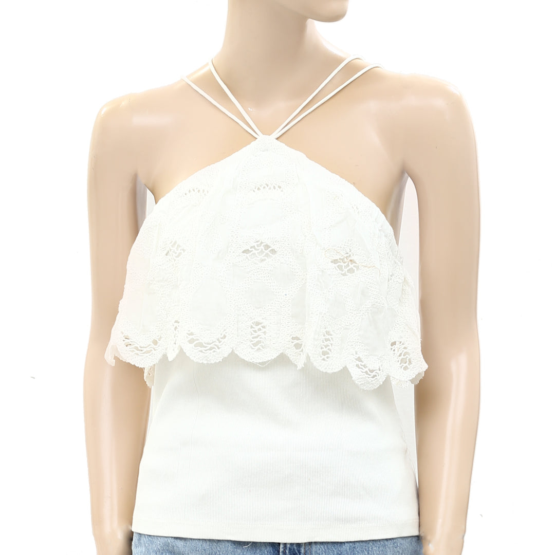 Anthropologie Ruffled Halter Tank Blouse Top