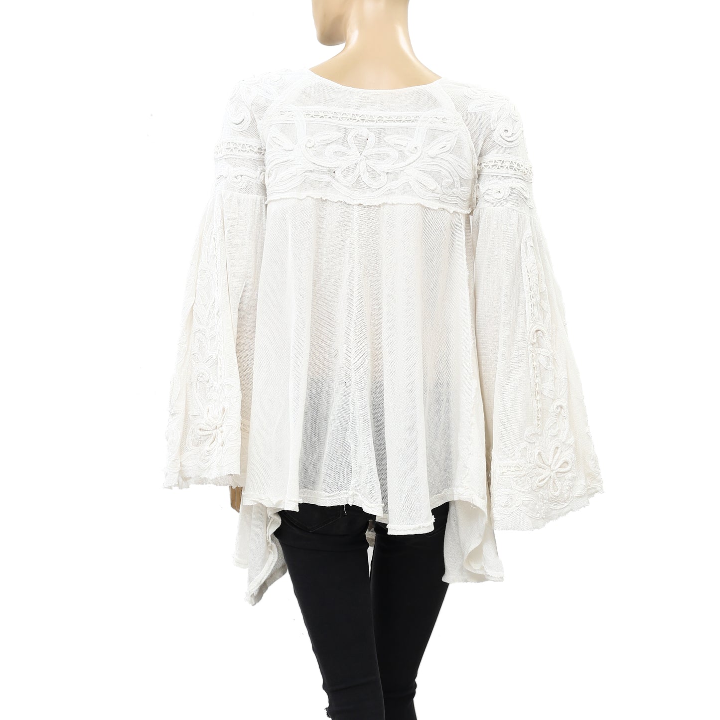 Free People Floral Embroidered Crochet Tunic Top