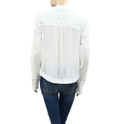 Free People Silver Springs Embroidered Blouse Top  XS