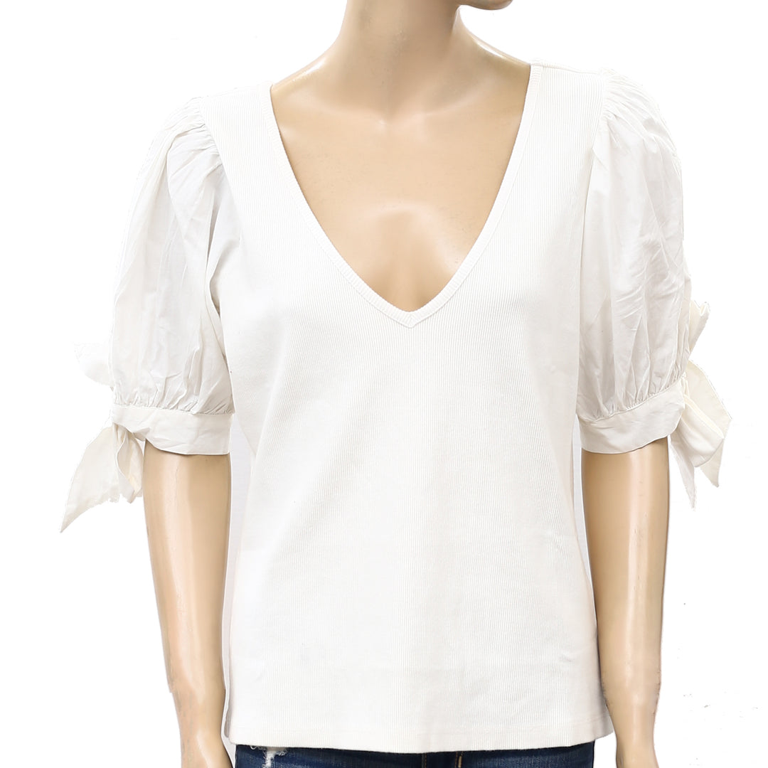 Maeve Anthropologie Puff-Sleeved Blouse Top