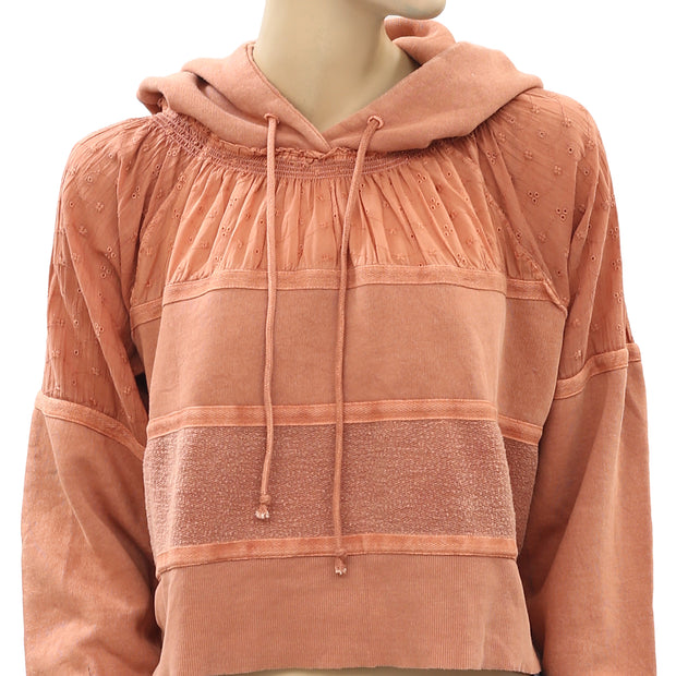 Free People Piper Pieced Crop Pullover Hoodie Top